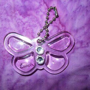 COACH Rare Vintage Pink Clear Butterfly Bag Charm with Silver chain
